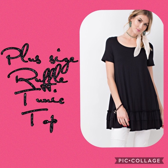 Black Double Ruffle Tunic - Picture 2 of 6